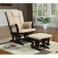 Coaster Furniture 650011 Upholstered Glider with Ottoman Beige and Espresso
